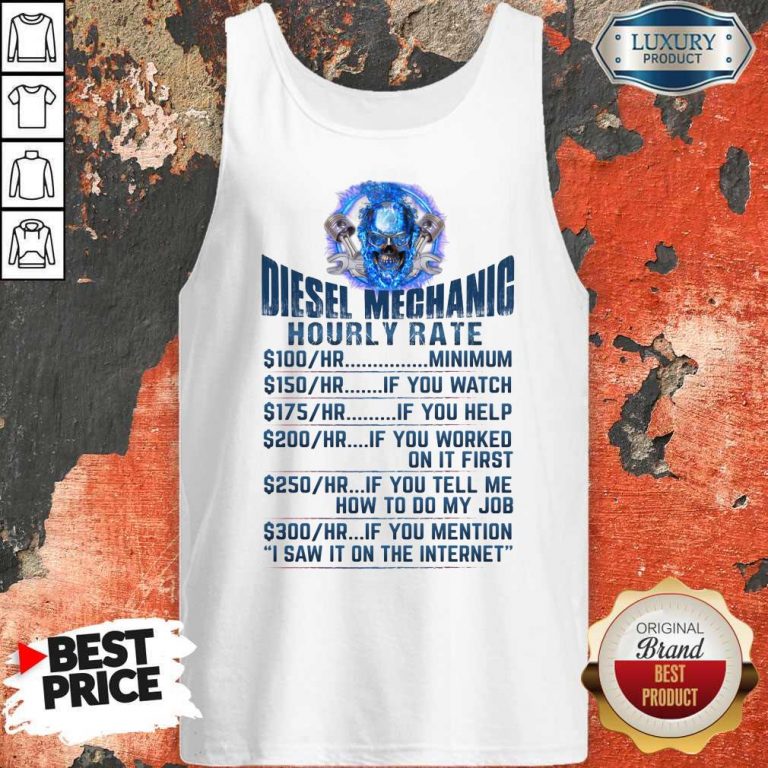 Skull Diesel Mechanic Hourly Rate Shirt SheenyTee