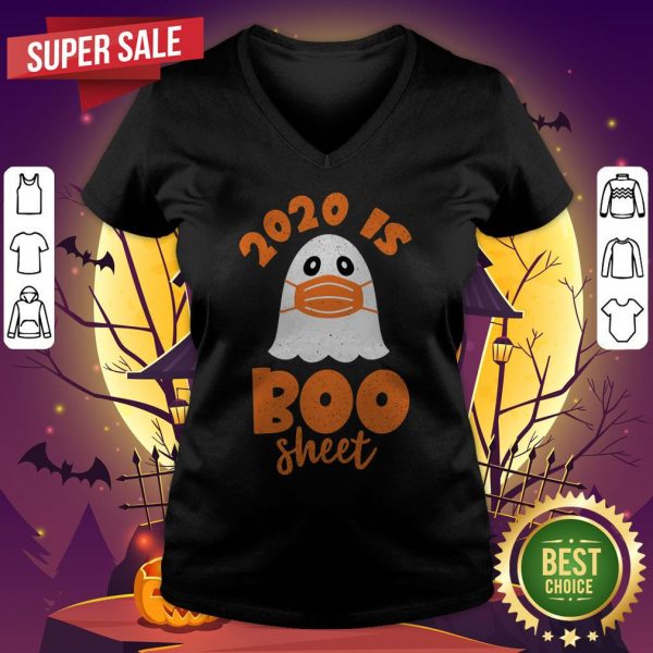 2020 Is Boo Sheet Halloween Day Vintage V-neck