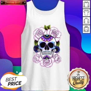 Blue And Purple Flower Sugar Skulls Day Of The Dead Tank Top