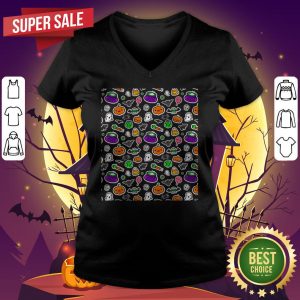 Cute Spoopy Ghosts And Halloween Candy V-neck