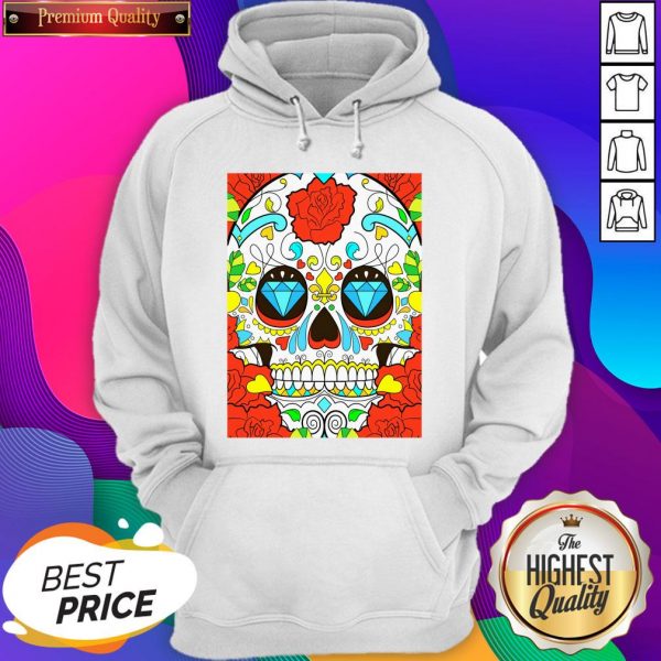 Day Of The Dead Red Calavera Sugar Skull Hoodie