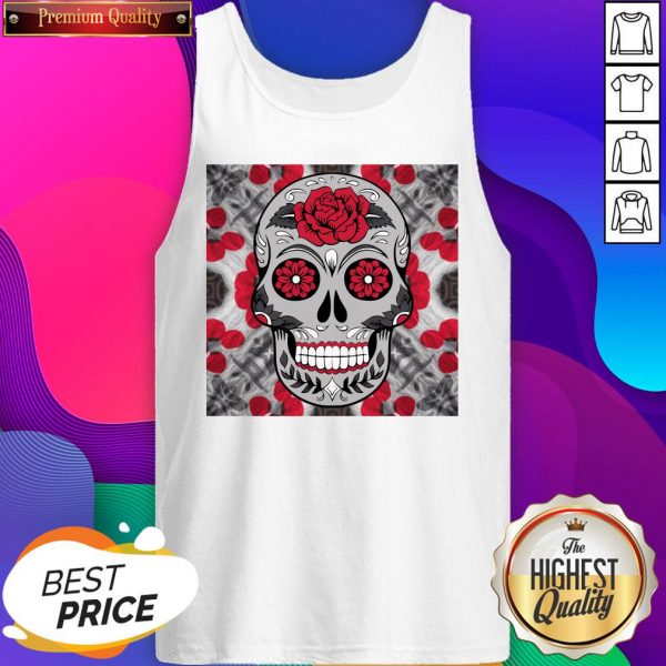 Day Of The Dead Sugar Skull With Rose Tank Top