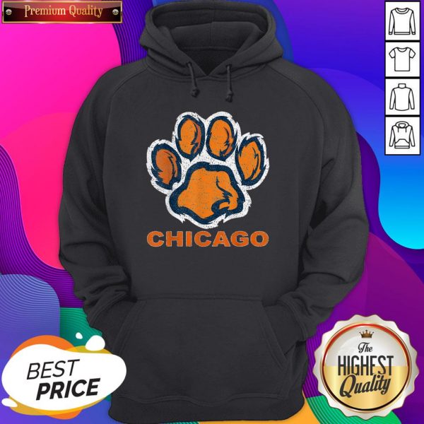 Vintage Foot Paw Bear Orange Chicago Football Hoodie