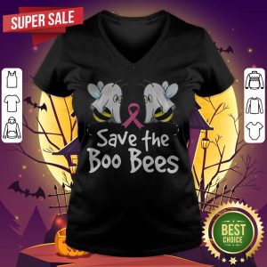 Save The Boo Bees Funny Breast Cancer Awareness Halloween V-neck
