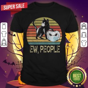 Scary Black Cat Pumpkin wearing Face Mask Halloween Costume Shirt
