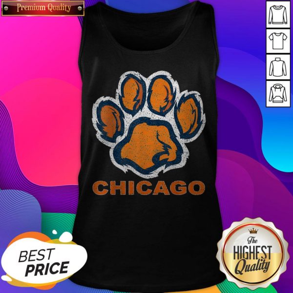 Vintage Foot Paw Bear Orange Chicago Football Tank Top