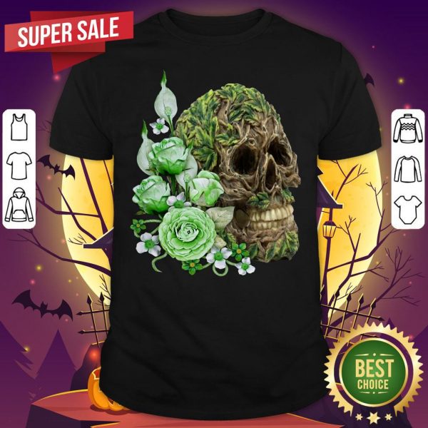 Unique Cool Tree Spirit Skull With Green Flowers Day Of The Dead SweataShirt