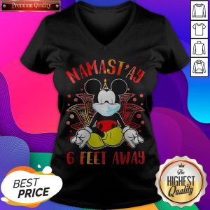 Yoga Chill Mickey Mouse Mask Namastay 6 Feet Away V-neck