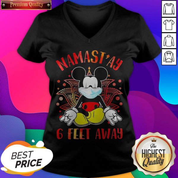 Yoga Chill Mickey Mouse Mask Namastay 6 Feet Away V-neck