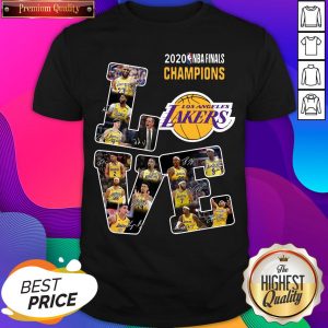 2020 NBA Finals Champions Los Angeles Lakers Love Signatures Shirt- Design By Sheenytee.com