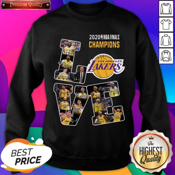 2020 NBA Finals Champions Los Angeles Lakers Love Signatures Sweatshirt- Design By Sheenytee.com