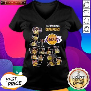 2020 NBA Finals Champions Los Angeles Lakers Love Signatures V-neck- Design By Sheenytee.com