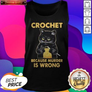 Black Cat Crochet Because Murder Is Wrong Tank Top- Design By Sheenytee.com