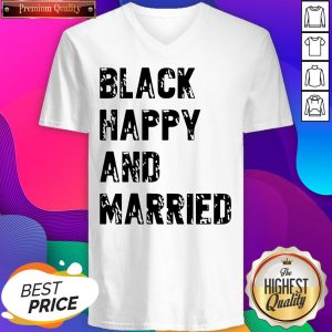 Black Happy And Married V-neck- Design By Sheenytee.com
