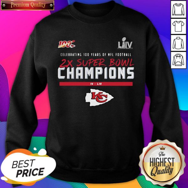 Celebrating 100 Years Of NFL Football 2x Super Bowl Champions Sweatshirt- Design By Sheenytee.com