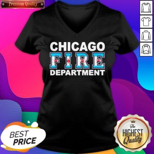 Chicago Fire Department Flag V-neck- Design By Sheenytee.com