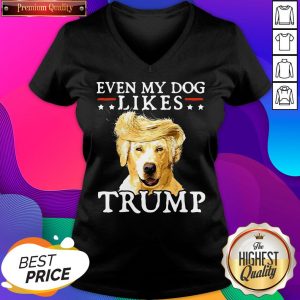 Even My Dog Likes Trump Funny Golden Retriever Trump V-neck- Design By Sheenytee.com