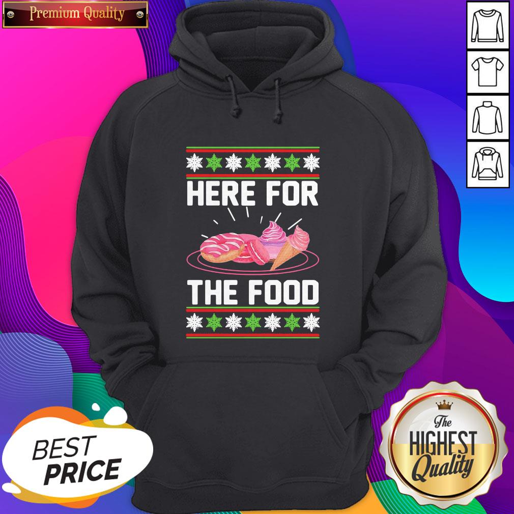 Here For The Food Donut Ice Cream Ugly Christmas ShirtHere For The Food Donut Ice Cream Ugly Christmas Hoodie- Design By Sheenytee.com