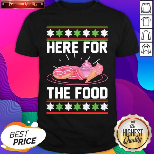 Here For The Food Donut Ice Cream Ugly Christmas ShirtHere For The Food Donut Ice Cream Ugly Christmas Shirt- Design By Sheenytee.com