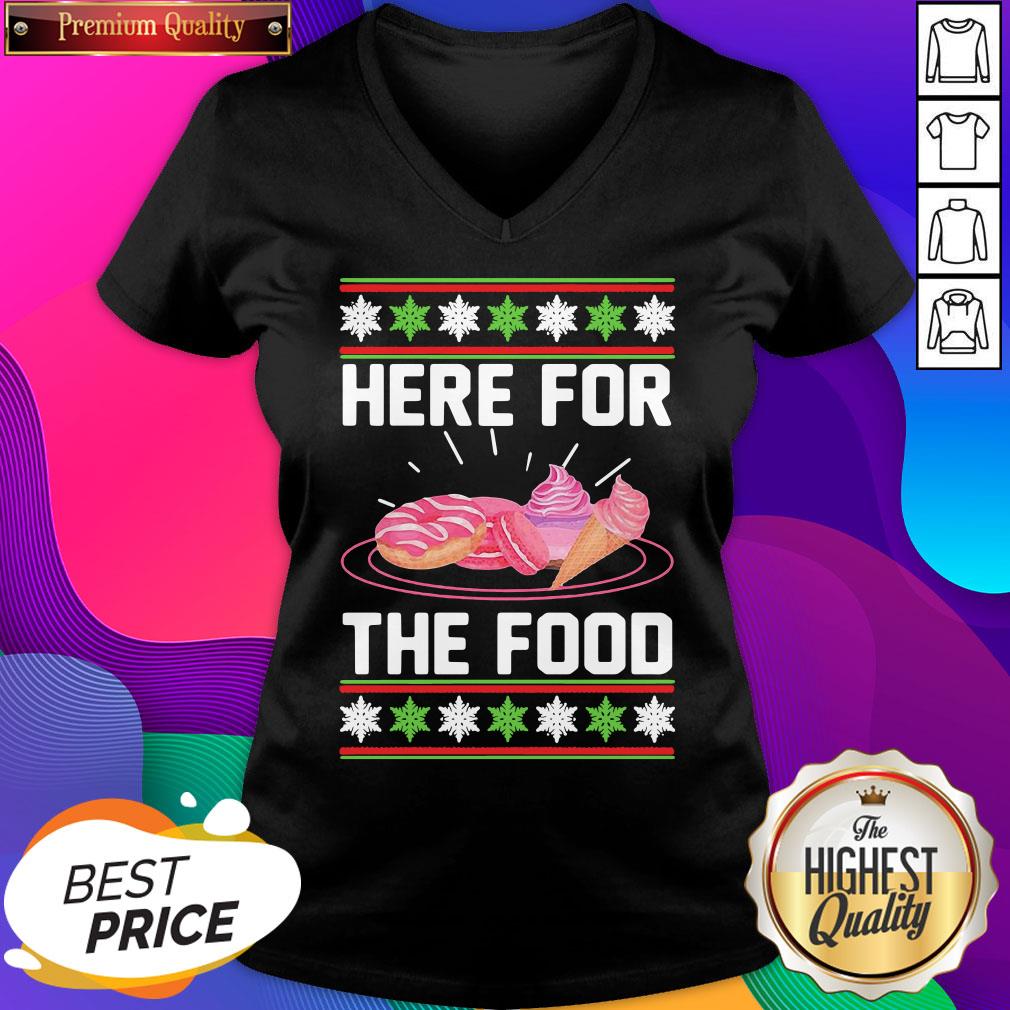 Here For The Food Donut Ice Cream Ugly Christmas ShirtHere For The Food Donut Ice Cream Ugly Christmas V-neck- Design By Sheenytee.com