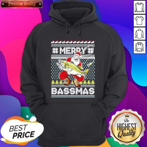 Merry Bassmas Fish Santa Ugly Christmas Hoodie
