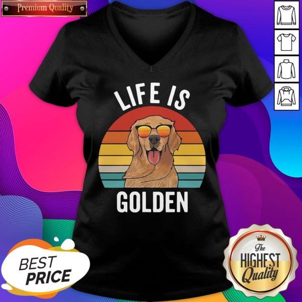 Life Is Golden Dog Lover Vintage V-neck- Design By Sheenytee.com