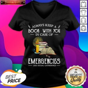 Official Always Keep A Book With You In Case Of Emergencies Like Social Gatherings V-neck- Design By Sheenytee.com