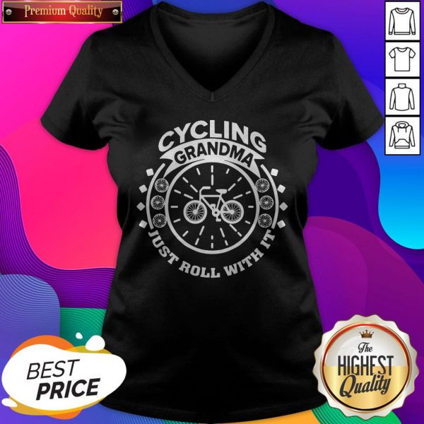 Premium Cycling Grandma Just Roll With It V-neck- Design by Sheenytee.com