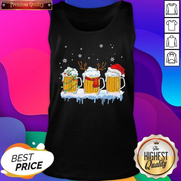Santa Reindeer Beer Christmas Tank Top- Design By Sheenytee.com