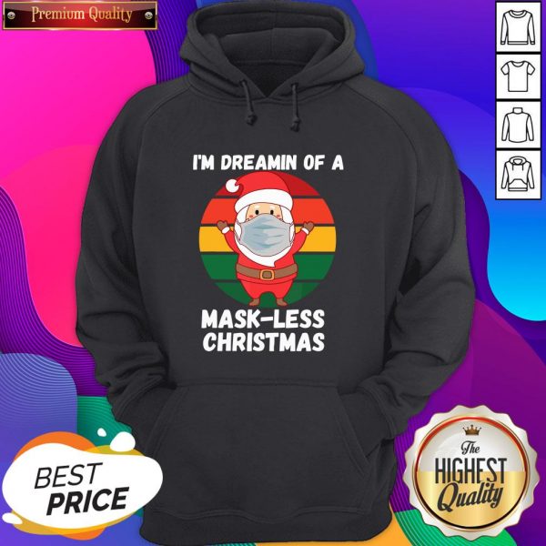 Santa With Mask Dreamin Of A Mask Less Christmas Retro Hoodie- Design By Sheenytee.com