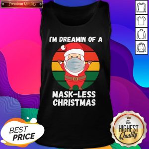 Santa With Mask Dreamin Of A Mask Less Christmas Retro Tank Top- Design By Sheenytee.com