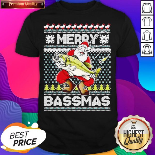 Merry Bassmas Fish Santa Ugly Christmas Shirt