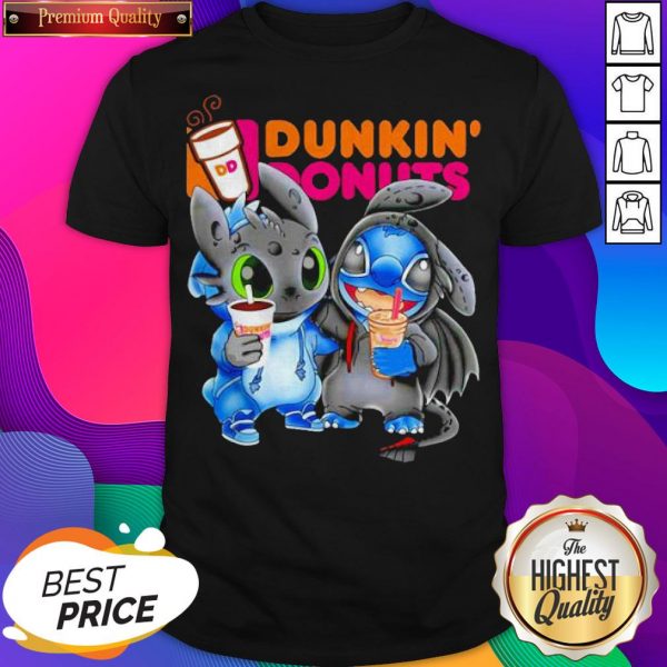 Stitch And Toothless Hug Dunkin Donuts Shirt