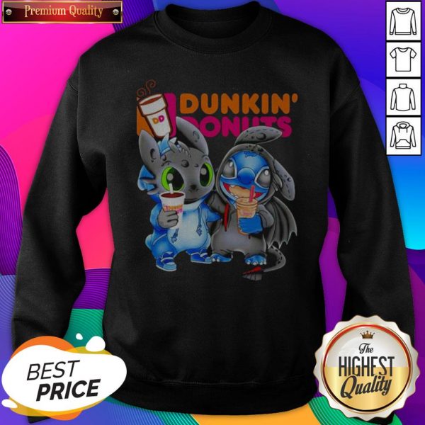 Stitch And Toothless Hug Dunkin Donuts SweatShirt