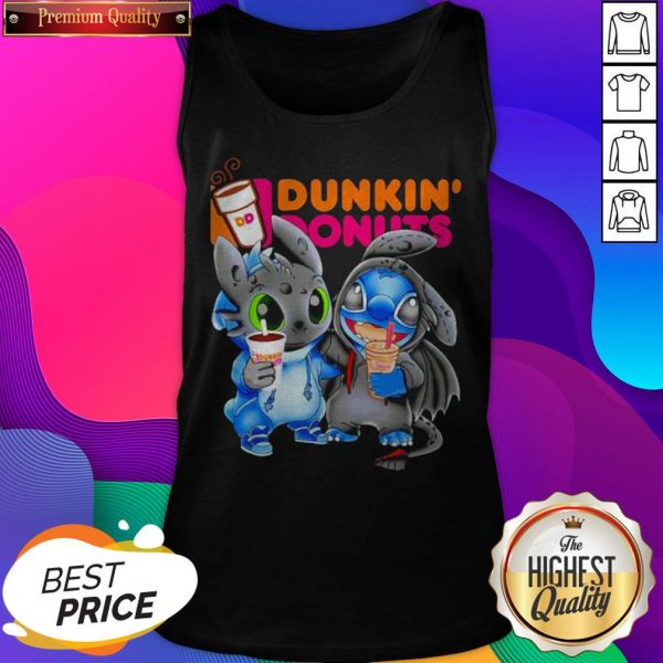 Stitch And Toothless Hug Dunkin Donuts Tank Top