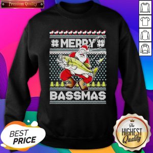 Merry Bassmas Fish Santa Ugly Christmas SweatShirt