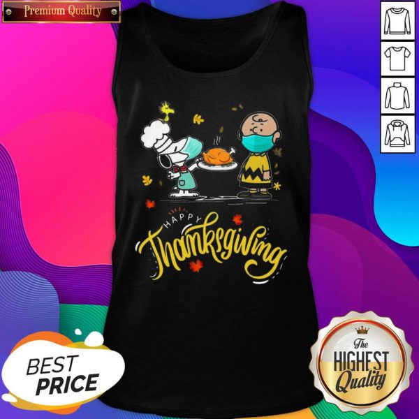 Snoopy And Charlie Brown Face Mask Happy Thanksgiving Tank Top