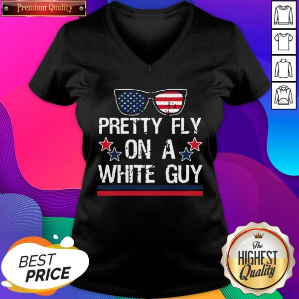Pretty Fly On A White Guy Glasses American Flag V-neck