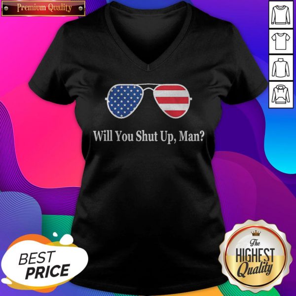 Glass American Flag Will You Shut Up Man V-neck