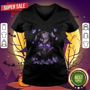 Funny Butterfly Skull In Butterfly Magical V-neck
