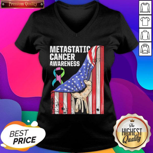 Metastatic Breast Cancer Awareness Practicing Us Warrior American Flag V-neck