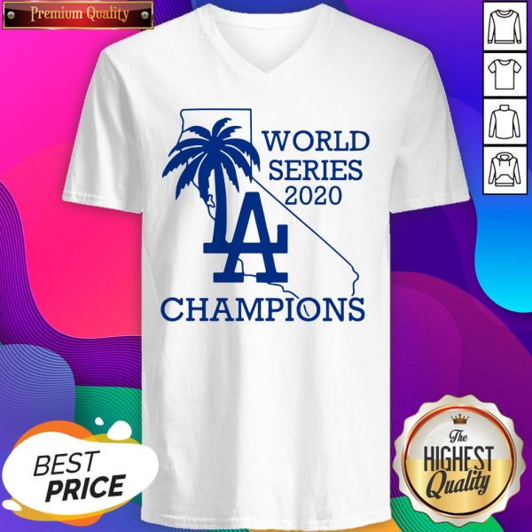 Dodgers World Series Champions LA 2020 Women's V-neck T-Shirt- Design By Sheenytee.com