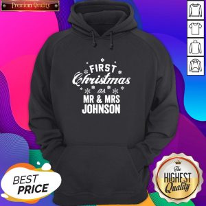 First Christmas As Mr and Mrs Johnson Unisex Hoodie- Design By Sheenytee.com