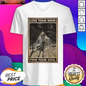 Funny Girl With Books Into The Forest Lose Your Mind Find Your Soul V-neck- Design By Sheenytee.com