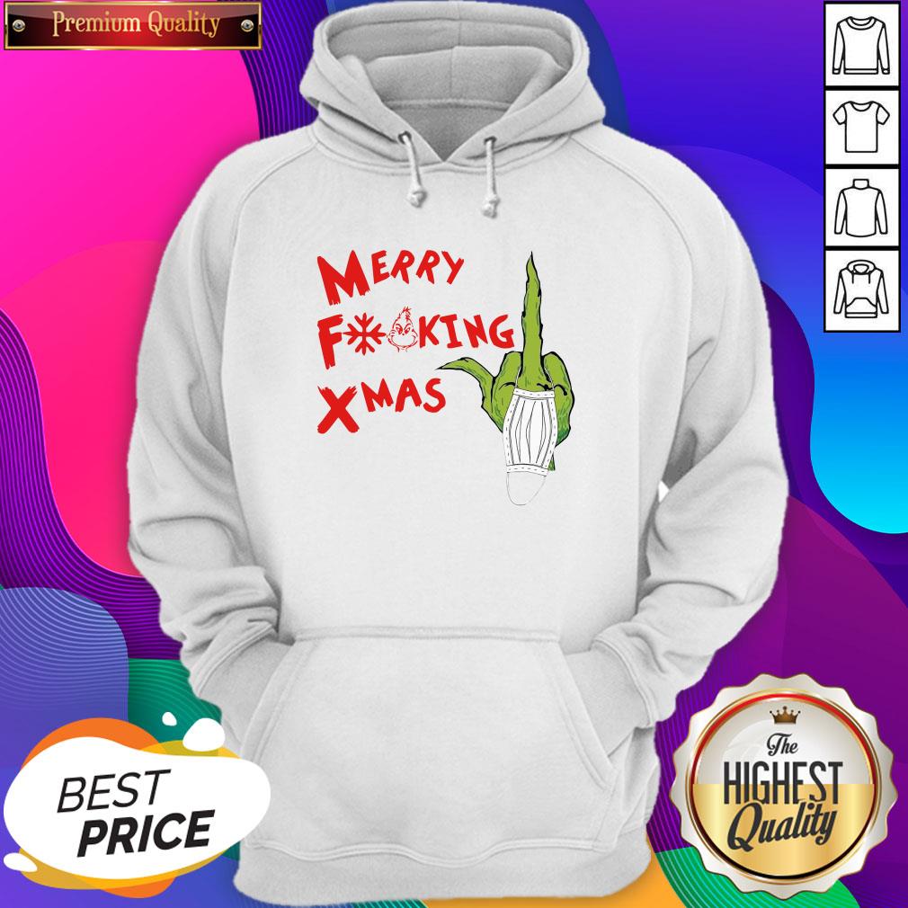 Funny Grinch Hand Merry Fucking Xmas Christmas Hoodie- Design By Sheenytee.com