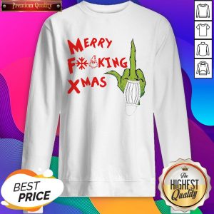 Funny Grinch Hand Merry Fucking Xmas Christmas Sweatshirt- Design By Sheenytee.com