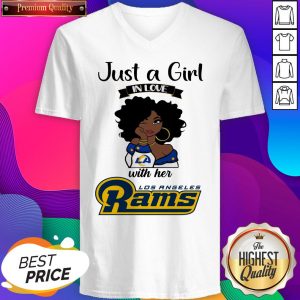 Funny Just A Girl In Love With Her Los Angeles Rams V-neck- Design By Sheenytee.com