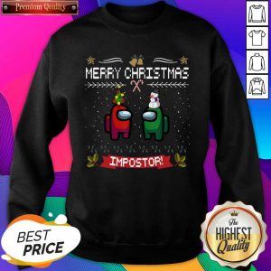Impostor Imposter Among Game Us Sus Merry Christmas Sweatshirt- Design By Sheenytee.com