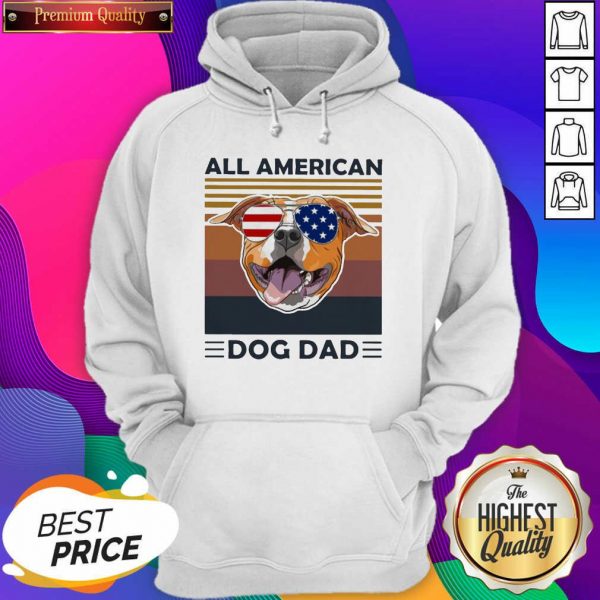 All American Pug Dog Dad Vintage Hoodie- Design By Sheenytee.com