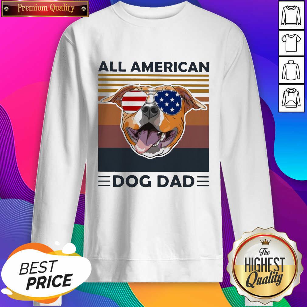 All American Pug Dog Dad Vintage Sweatshirt- Design By Sheenytee.com